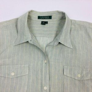 Lauren Ralph Lauren Womens Linen S/S Button Down S